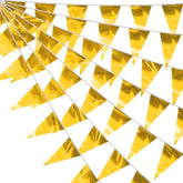 130Ft Gold Glitter Triangle Pennant Banner Flag Metallic Bunting Fabric Garland For Christmas Graduation Wedding Engagement Anniversary Bachelorette Birthday Bridal Shower Valentine'S Party Decor