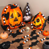 2PCS Halloween Felt Bats Witch Garland with Wood Beads Indoor Outdoor Mantle Decor