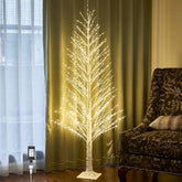 Lighted Alpine Tree 6Ft 810 Led Fairy Lights, White Twig Tree With Lights Plug In For Indoor Outdoor Home Thanksgiving Christmas Decorations