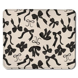 Coquette Black Bow Mouse Pad, Cute Preppy Girly Bow Ribbon Mouse Pads For Wireless Mouse Computers Laptop Desk Accessories, Preppy Girly Office Supplies, 9.5X7.9 Inch