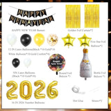 2026 New Year Eve Party Set Balloons Champagne Backdrop Banner Decor