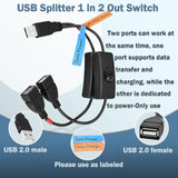 Usb Splitter 1 In 2 Out Switch, 1 Ft Usb A On/Off Switch Charger Cord, Usb 2.0 Male To Dual Female Power Cable For Data Transfer And Charging