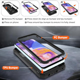 For Galaxy A23 5G Phone Case With Slide Camera Cover & Screen Protector*2, Build In 360° Rotating Ring Kickstand, Military Grade Protective Cover For Samsung Galaxy A23 5G, Black