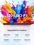 Oled Portable Monitor 14", 3K 2880X1800 | 120Hz | 0.1Ms Portable Gaming Monitor, 500 Nits |120% Dci-P3 | 500000:1 Contrast | Ultra-Slim Design For Laptop Mini Pc Phone Game Consoles