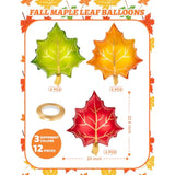 Maple Leaf Foil Balloons - 12 Pcs Autumn Thanksgiving Decorations