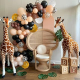 Cheetah Print Balloons, 52 Pcs Black Brown Balloons, Black Brown White Cheetah Theme Balloons, Animal Party Decorations For Birthday Baby Shower Animal Leopard Themed Party Decoration