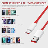 Oneplus Supervooc/Warp Charging Cable 65W 80W, 2Pcs 3.3Ft Usb Type C Cable Dash Charging Cable Rapid Data Syncing Fast Charger Cable For Oneplus Open 12R 12 11 10 8 Pro 7 6 5T 3T 3, Red