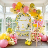 Yellow Pink Lemon Balloon Garland Arch Kit With Pastel Yellow Pearl White Balloons For Lemonade Juicy One 1St Birthday Summer Main Squeeze Bridal Shower Girl Sweet Baby Shower Decorations