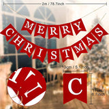 Merry Christmas Canvas Banners, Red Christmas Bunting Garland, Hanging Xmas Decorations For Fireplace Wall (13Ft In Total)