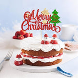 1pc Merry Christmas Cake Topper Red Green Tree Bell Party Decoration