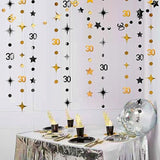 Black & Gold 30th Birthday Decorations – Star Garland, Streamers and Banner for Dirty 30 Party