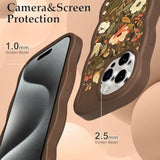 For Iphone 15 Pro 6.1'' Case, Brown Fall Floral Leaf Pattern Curly Wave Frame Hard Translucent Matte Clear Back Cover For Women Men Compatible With Magsafe Tpu Shockproof Drop Protection Phone Case