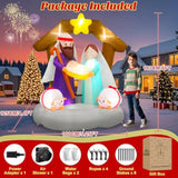 6Ft Tall Christmas Inflatables Nativity Scene Outdoor Decorations, Built-In Led Lights Funny Inflatable The Birth Of Jes