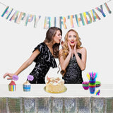 Party Table Cover Disposable Silver Table Cloths For Birthdays Ceremony Party Decorations Rectangle Tablecover 54'' X 108'' - 2 Packs