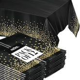 12-Pack Black Gold Dot Disposable Tablecloths 108x54 Inch Waterproof Party