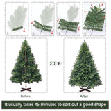 Artificial Christmas Tree, 6Ft Realistic Spruce Holiday Décor W/1152 Branch Tips, Easy Assembly Hinged Design, Wooden Base