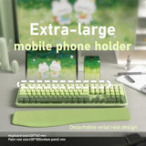 Xubotie Wireless Keyboard And Mouse, Colorful 104-Key Qwerty With Round Keys, Phone Holder, Wrist Rest, Power Buttons, 2.4Ghz Usb For Pc Laptop(Green Gradient)