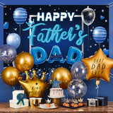 Happy Father's Day Backdrop Banner -Blue Theme Fathers Day Photo Booth Props,Outdoor Indoor Party Decorations for Dad, Backdrop, Yard, Family Celebration