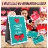 Valentine Games Sign-Guss How Many Game, Valentine'S Decorations, Valentine Party Games, 1 Sign And 50 Cards?94E?