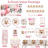 254Pcs Holy Cow I'M One Birthday Decorations Complete Party Set, Highland Cow 1St Birthday Decorations Girl, For Cow Theme Girl 1St Party Supplies Serves 20 Guests