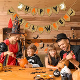 Halloween Burlap Banner: Ghost, Bat & "BOO" - Prestrung Party Decor