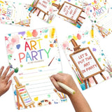 Art Birthday Invitation Card For Boys Girls, Painting Themed Birthday Party Invites, 30 Cards & 30 Envelopes, 4X6 Inches, Double-Sided