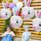 4D Cartoon Animal Farm Bunny Balloon Cute Pet Bunny Party Supplies Birthday Decorations, 4 Pack Easter Rabbit Head Foil Mylar Balloons Happy Easter Mylar Balloons Woodland Animal Supplies