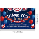 Thank You To Our Heroes Banner Decorations Patriotic Happy Veterans Day Backdrop Background For Greeting Police Military Army Employees Heroes Theme Party Supplies, 71 X 43 Inch