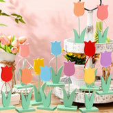 12 Pcs Spring Wooden Tulips Easter Table Centerpieces Multicolor Wooden Tulips Tiered Tray Decor For Crafts Spring Party Tabletop Home Decoration (Classic Style)