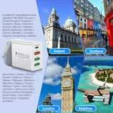 Uk Usb Charger, 40W 4-Port Uk Travel Plug Adapter Uk Usb Charger Block Ireland Uk Plug Adapter Pd20W Qc3.0 Fast Charging Block For Iphone 16 15 14 13 12 11, Galaxy, Lg, Pixel, Tablet