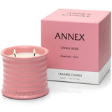 Rose & Oud Luxury Scented Candle - 8Oz Handmade Pink Ceramic Jar Candle - 50Hr Clean Burn, 100% Non-Toxic Soy Wax, Aesthetic Home Decor Winter Gift For Men & Women - Luxury Floral Notes