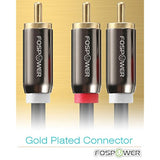 FosPower RCA Y-Adapter (6 Feet), 1 RCA Male to 2 RCA Male Y Splitter Digital Stereo Audio Cable for Subwoofer, Home Theater, Hi-Fi - Dual Shielded | 24K Gold Plated