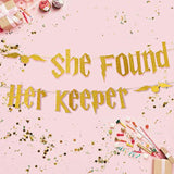 Gold Glitter Bachelorette Party Banner Decorations - Bridal Shower Hen Party Decorations Supplies, Wedding Party Decoration, Gold Glitter Banner | She Found Her Keeper