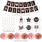 We Will Miss You Party Decorations For Women, Rose Gold 41Pcs Going Away Party Decorations Supplies - Banner Hanging Swirls Decorations Stickers Pompoms, Great For Retirement Job Change Farewell Party