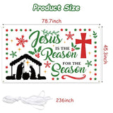 Christmas Jesus Is The Reason For The Season Backdrop Banner Xtralarge Nativity Cross Xmas Winter Holiday Religious Party Wall Decorations Supplies For Home Church Outdoor 78 X 45 Inch