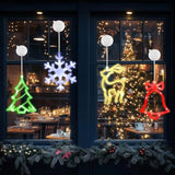 Christmas Decor Window Lights With Suction Cups, Battery Operated Indoor Hanging Lights, 4 Packs