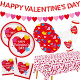 Valentine'S Day Party Supplies Set For 25 - Elegant Disposable Paper Plates, Napkins, Cups, Tablecloth & Banner, Valentine'S Day Party Decorations