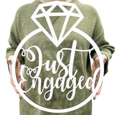 Engagement Party Decorations, Just Engaged Wooden Sign For Engagement Decorations, Diamond Ring Photo Props For Bachelorette Wedding Bridal Shower Party?White?