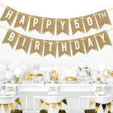 Pre-Strung Gold 50th Birthday Banner, Glitter Decor for Women & Men’s Party Supplies