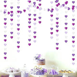Purple White Lavender Party-Decorations Heart-Garland - 39Ft 3D Women Girl Birthday Supplies Hanging Paper Streamers Banner,Baby Bridal Shower Wedding Engagement Bachelorette Graduation Decor