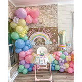 Pastel Balloon Garland Arch Kit, 142Pcs Balloons Macaron Rainbow Ice Cream Foil Party For Baby Shower Girls Birthday Theme Decorations Pink Blue White