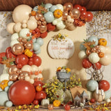 122Pcs Fall Balloon Arch Kit Beige Burgundy Green White Gold for Thanksgiving Party