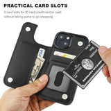 Onetop Compatible With Iphone 15 Wallet Case With Card Holder, Pu Leather Kickstand Card Slots Case, Double Magnetic Clasp And Durable Shockproof Cover 6.1 Inch (Black)