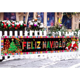 Feliz Navidad Fence Banner Mexican Christmas Spanish Winter Holiday Party Decoration Large Home Garden Outdoor Yard Hanging Sign-1.6 * 8.2Ft
