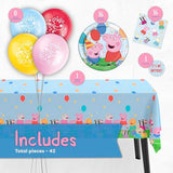 Peppa Pig Birthday Decorations | Serves 16 | Balloons, Tablecloth, Plates, Napkins, Sticker | Peppa Pig Party Decorations