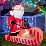 6.5Ft Christmas Inflatable Santa Rides A Sledge Decoration, Blow Up Outdoor Yard Decor, Built-In Led Lights Holiday Infl