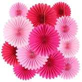 12Pcs Paper Fans Hot Pink Party Decorations Tissue Paper Flowers Decorations Paper Fans Party Decorations For Girl Groovy Birthday Baby Shower Wedding Bachelorette Room Wall Hanging Décor