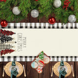 Christmas Table Runner,72 Inches Buffalo Plaid Red Pine Trees Merry Christmas Table Runner,Navidad Decoración Clearance,Winter Xmas Holiday Tables Decoration De Navidad For Indoor Home Decor