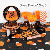 193 Pc Candy Corn Halloween Party Set – Plates, Cups & More for 24 Trick-or-Treat Guests