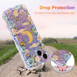 Case For Iphone 13, Colorful Retro Oil Painting Flower Moon Pattern Laser Cute Curly Wave Edge Exquisite Phone Cover Stylish Durable Tpu Protective Case For Girls Women - Purple White